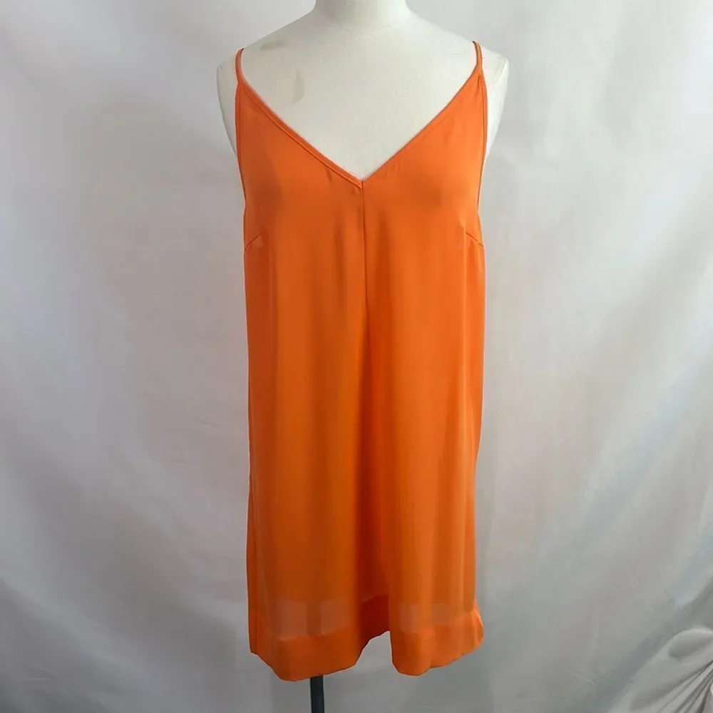 Orange Pleated Mini Dress - Picture 6 of 7